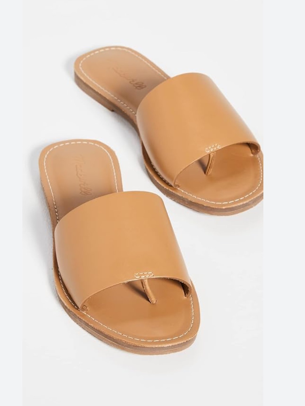 Madewell the boardwalk size 7.5 Tan Leather Toe-Post Slide Sandals
